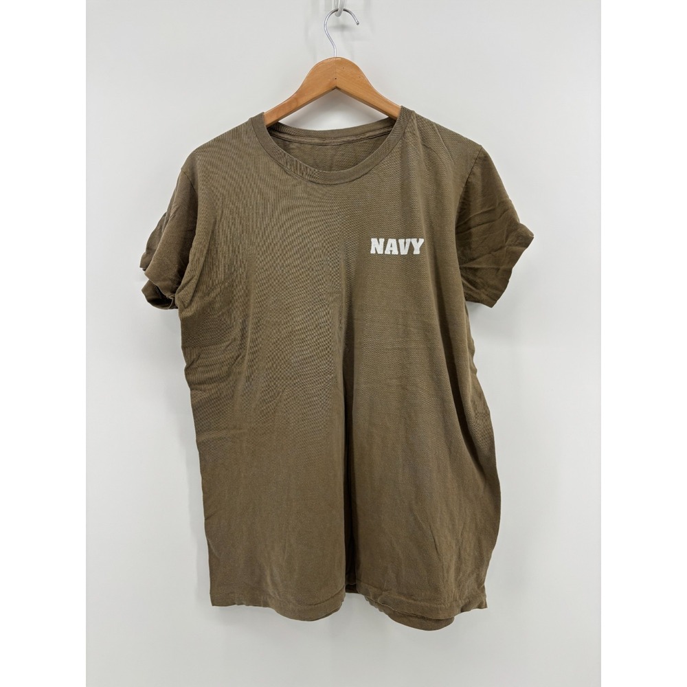US Navy Military Shirt Mens Olive Green Short Sleeve Crewneck Tee Vintage PT S